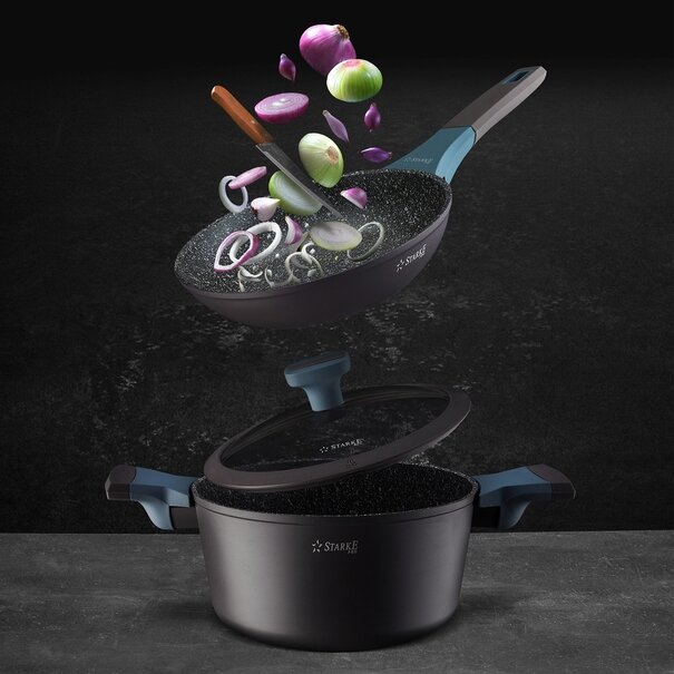 Garnek na indukcję marmurowy z pokrywką Starke Pro Luxury Grey 1,7 l