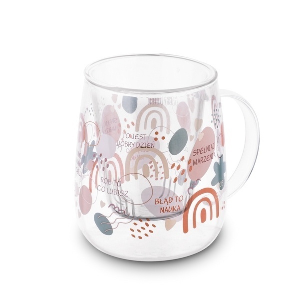 Kubek szklany z zaparzaczem i ceramiczną pokrywką Tadar Spełniaj marzenia 500 ml