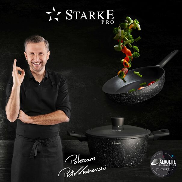 Patelnia na indukcję non-stick z pokrywką Starke Pro Sirius 24 cm głęboka