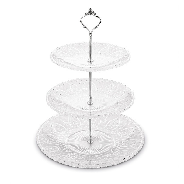 Patera szklana Tadar Catalina okrągła trzypoziomowa 15/20/25 cm