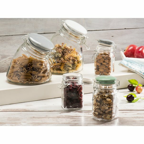 Słoik z klipsem Tadar 1700 ml + szara ceramiczna pokrywka