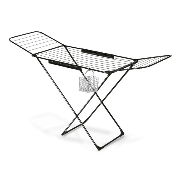 Suszarka balkonowa Konighoffer Vera Black 180 x 55 x 102 cm czarna i koszyk na klamerki