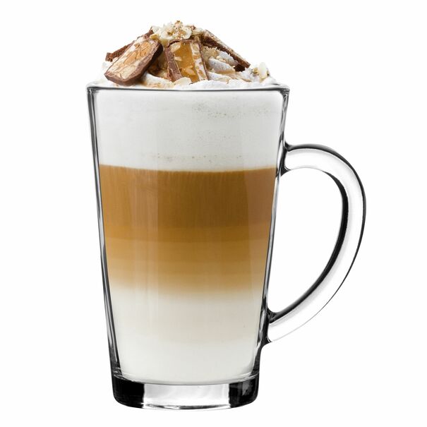 Szklanki do kawy Tadar Latte Macchiato 320 ml 12 sztuk i spieniacz do mleka