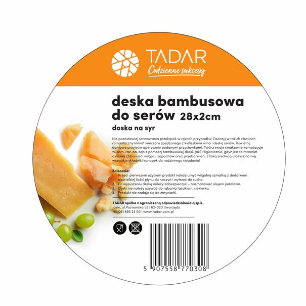 Deska bambusowa do ser&oacute;w Tadar 28 cm okrągła