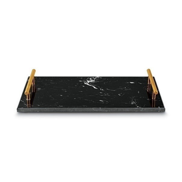 Deska do serwowania przekąsek marmurowa z uchwytami Starke Pro 35 x 20 cm czarna