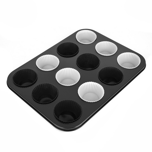 Forma do pieczenia na 12 muffinek Tadar 35,5 x 26,5 cm z silikonowymi foremkami