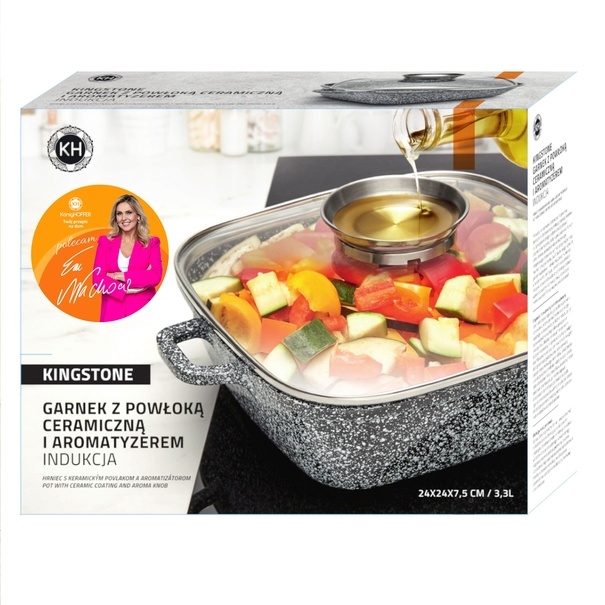 Garnek ceramiczny Konighoffer Kingstone 24 cm kwadratowy z aromatyzerem