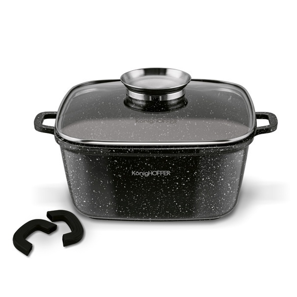 Garnek ceramiczny Konighoffer Kingstone 24 cm kwadratowy z aromatyzerem i 2 nakładki