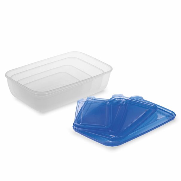Komplet 4 pojemnik&oacute;w na żywność Plast Team Polar 0,46 l 0,9 l 1,9 l 3 l prostokątne