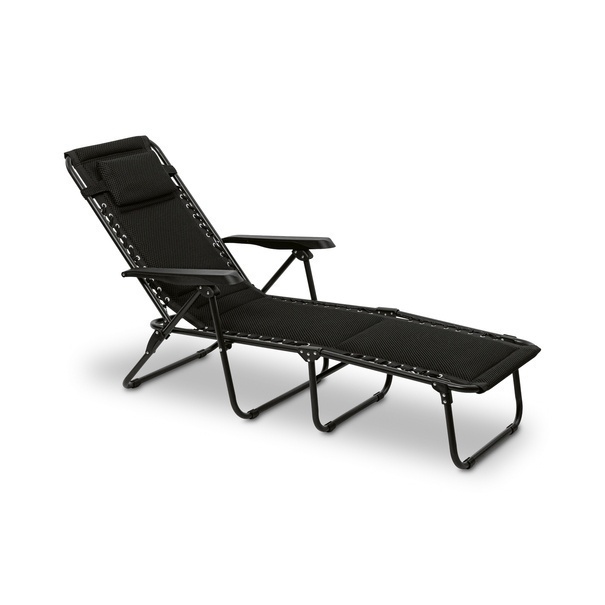 Leżanka leżak ogrodowy plażowy Tadar 6 pozycji 63 x 182 x 55 cm czarny