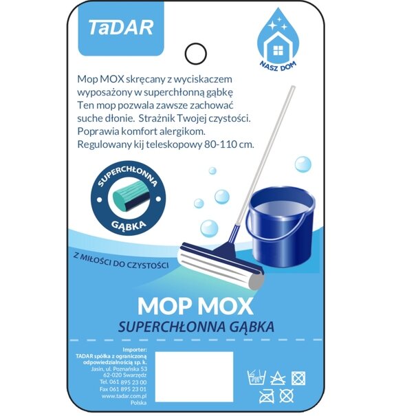 Mop z gąbką i metalowym regulowanym kijem Tadar Mox 80-110 cm mix kolor&oacute;w