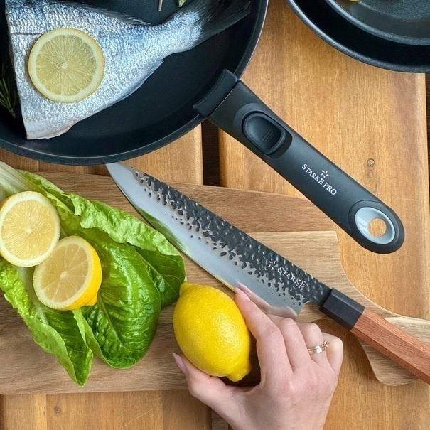 N&oacute;ż szefa kuchni ręcznie robiony z twardej stali Starke Pro Toshiro 20 cm