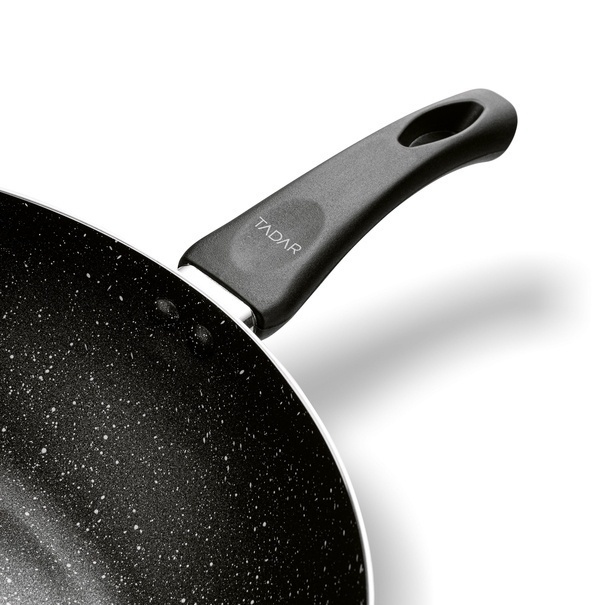 Patelnia WOK z pokrywką Tadar Marmara Black 30 x 8,5 cm