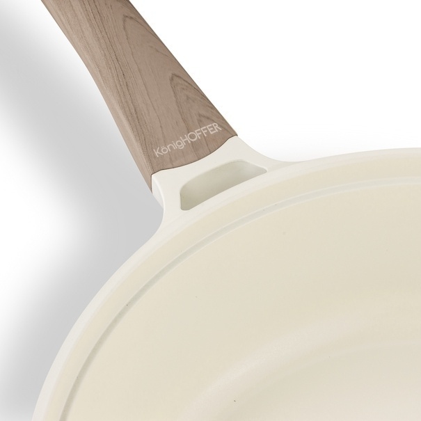 Patelnia z powłoką ceramiczną na indukcję Konighoffer Rosti z pokrywką 28 cm kremowa
