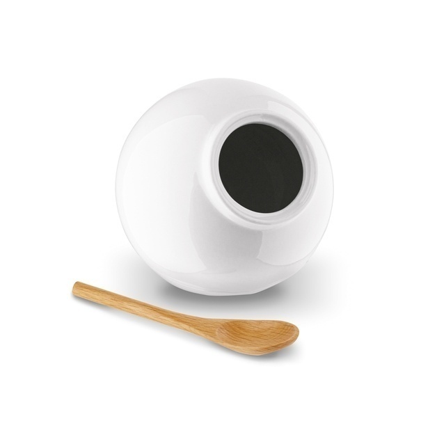 Pojemnik kuchenny z drewnianą łyżeczką Konighoffer Ceramic biały