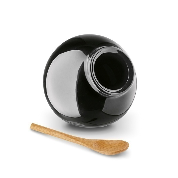 Pojemnik kuchenny z drewnianą łyżeczką Konighoffer Ceramic czarny