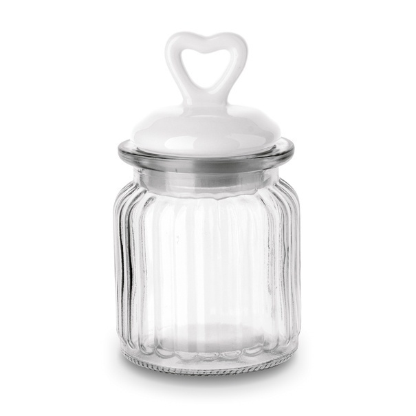 Słoik ozdobny z pokrywką ceramiczną Tadar Serce 290 ml okrągły