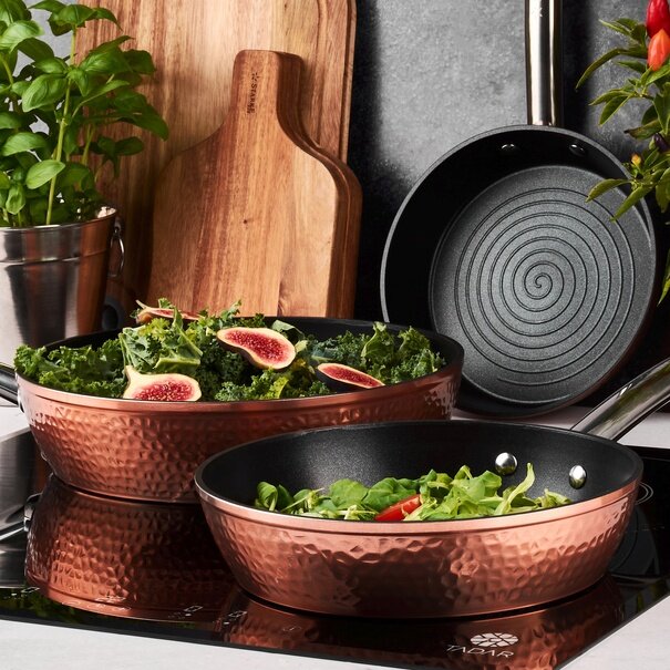 Zestaw 3 patelni na indukcję Starke Pro Black Copper 20 cm 24 cm 28 cm
