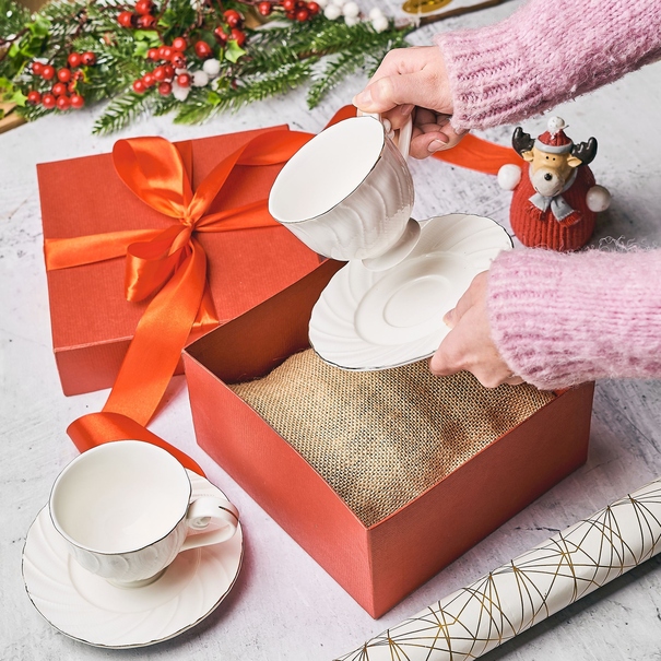 Zestaw dw&oacute;ch filiżanek porcelanowych ze spodkami Tadar Sonata 280 ml