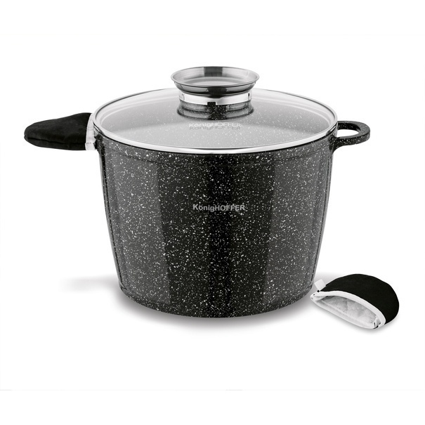Garnek ceramiczny wysoki Konighoffer Kingstone 6,85 l okrągły z aromatyzerem i 2 nakładki