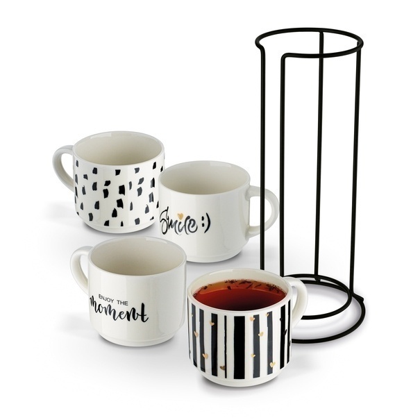 Komplet kubk&oacute;w na stojaku Tadar Decor 300 ml 4 sztuki