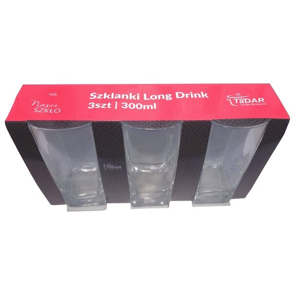 Komplet trzech szklanek kwadratowych Tadar Long Drink 300 ml