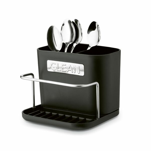 Ociekacz na sztućce z podstawką Tadar Clean 13,5 x 12 x 10,8 cm czarny