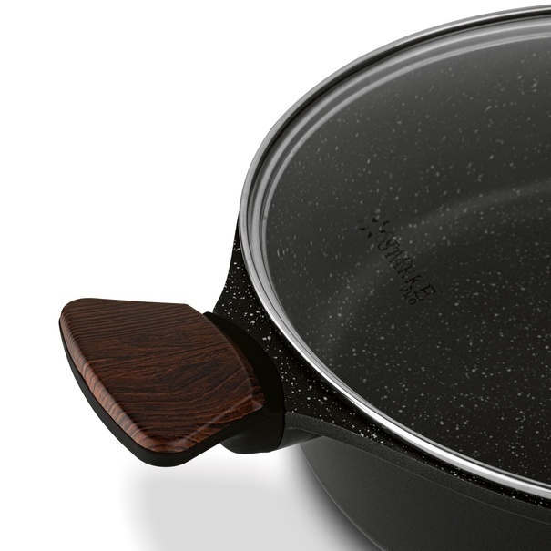 Patelnia marmurowa na indukcję z pokrywką kr&oacute;tkie uchwyty Starke Pro Redwood 28 cm