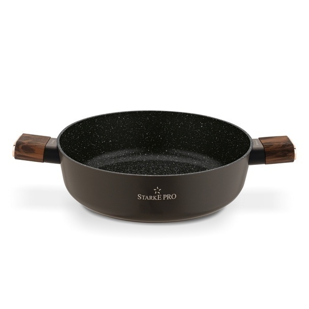 Patelnia na indukcję kr&oacute;tkie uchwyty z pokrywką Starke Pro Starlet Brown 28 x 8 cm