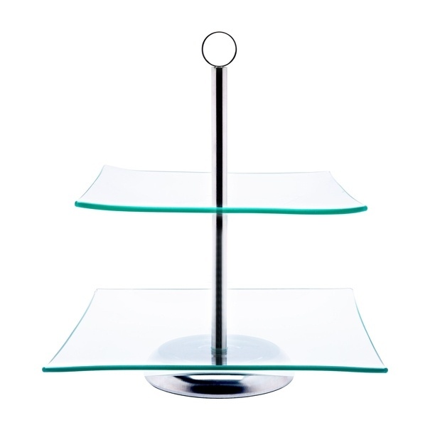 Patera szklana Tadar Magdalena 20/25 cm kwadratowa dwupoziomowa