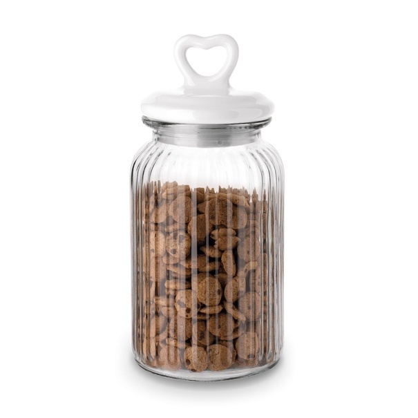 Słoik ozdobny z pokrywką ceramiczną Tadar Serce 1300 ml okrągły