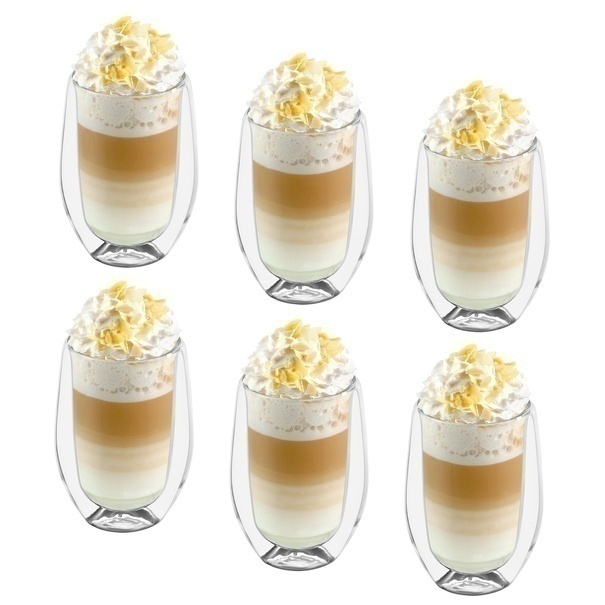 Szklanki termiczne do kawy Tadar Sublime 300 ml 6 szt. i 6 złotych łyżeczek koktajlowych