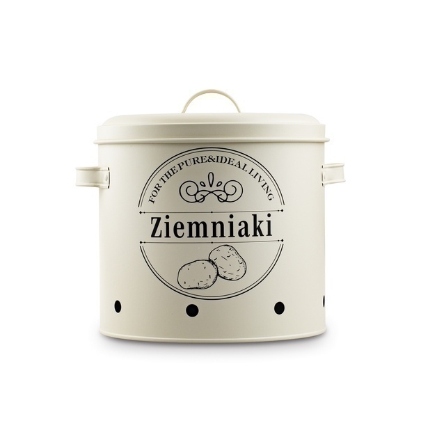 Zestaw 3 metalowych pojemnik&oacute;w kuchennych Tadar Ziemniaki Cebula Czosnek kremowy