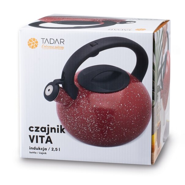 Czajnik nierdzewny Tadar Vita 2,5 l czerwony marble