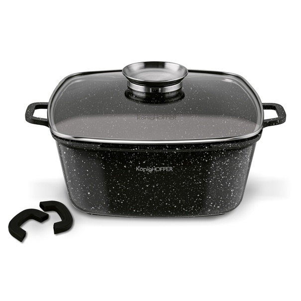 Garnek ceramiczny Konighoffer Kingstone 28 cm kwadratowy z aromatyzerem i 2 nakładki