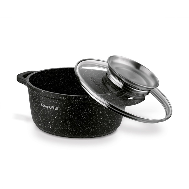 Garnek na indukcję z pokrywką Konighoffer Pollo Black 1,2 l