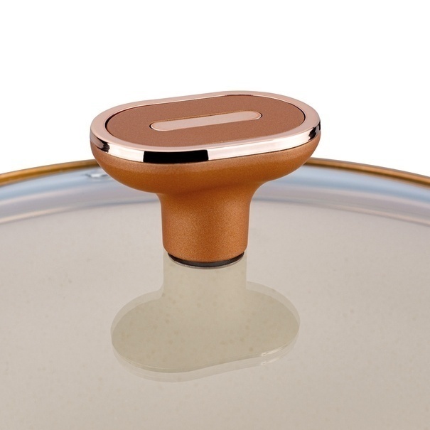 Patelnia głęboka na indukcję kr&oacute;tkie uchwyty Starke Pro Texture Copper 28 x 8 cm