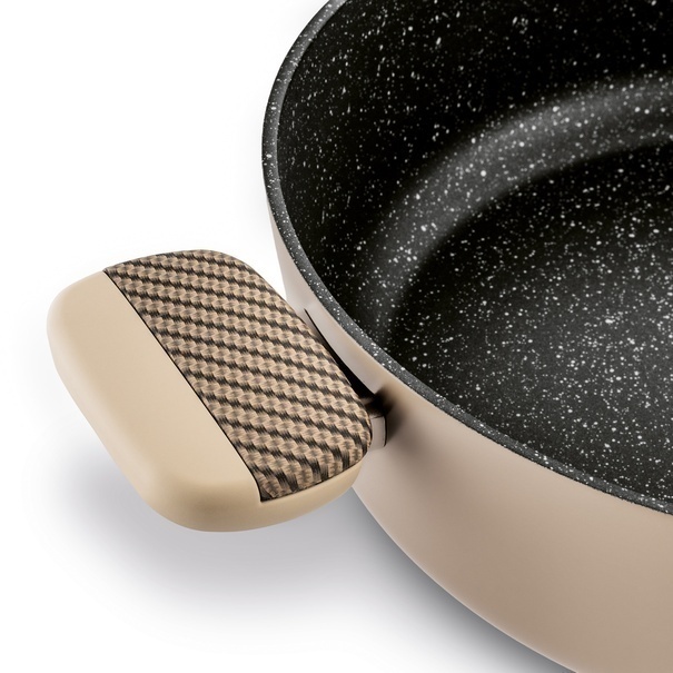 Patelnia na indukcję non stick kr&oacute;tkie uchwyty z pokrywką Starke Pro Light Coffee 28 cm