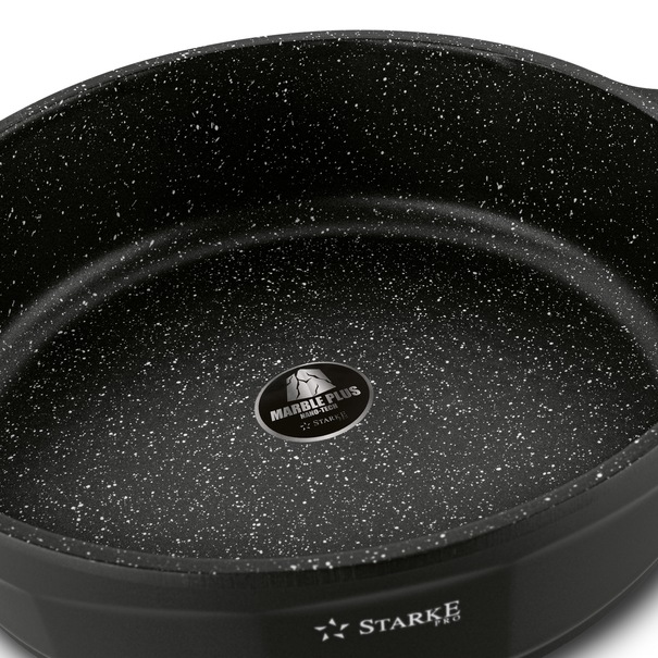 Patelnia na indukcję z pokrywką kr&oacute;tkie uchwyty Starke Pro Brick Marble 28 cm