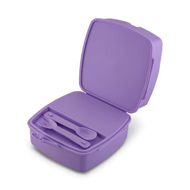 Lunch box z przegr&oacute;dkami widelcem i nożem dla dzieci Tuffex 14 x 15 x 9 cm mix kolor&oacute;w