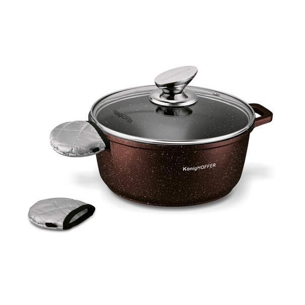 Zestaw garnk&oacute;w Konighoffer Pollo Brown 8 element&oacute;w 2 nakładki i 2 podkładki