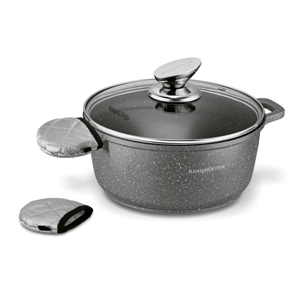 Zestaw garnk&oacute;w Konighoffer Pollo Grey 8 element&oacute;w 2 nakładki i 2 podkładki
