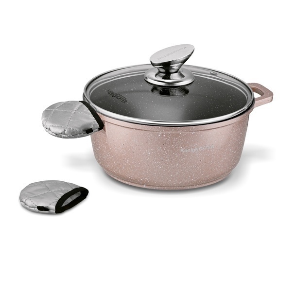 Zestaw garnk&oacute;w Konighoffer Pollo Rose Gold 8 element&oacute;w 2 nakładki i 2 podkładki