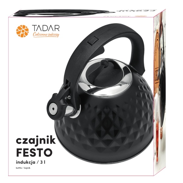 Czajnik nierdzewny na indukcję Tadar Festo 3 l czarny mat