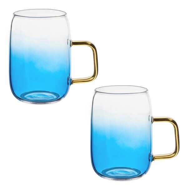 Dzbanek szklany Starke Pro Arube 1,5 l i 2 szklanki 300 ml niebieskie