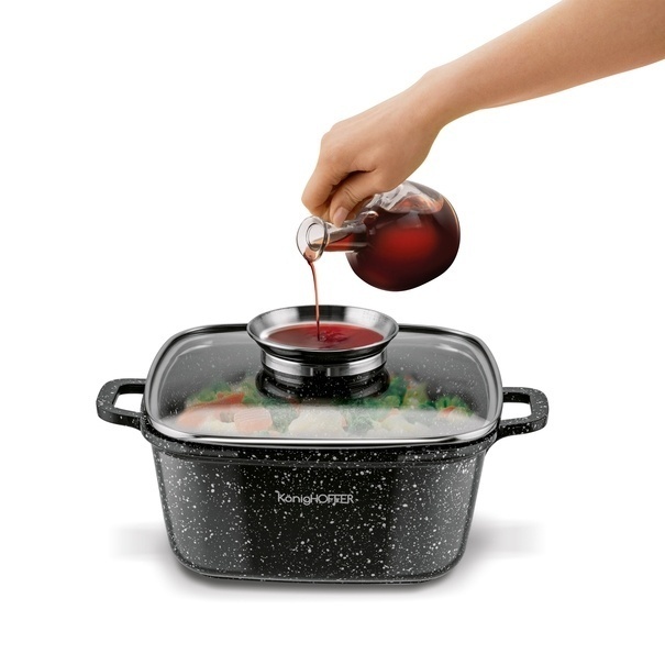 Garnek ceramiczny Konighoffer Kingstone 20 cm kwadratowy z aromatyzerem i 2 nakładki