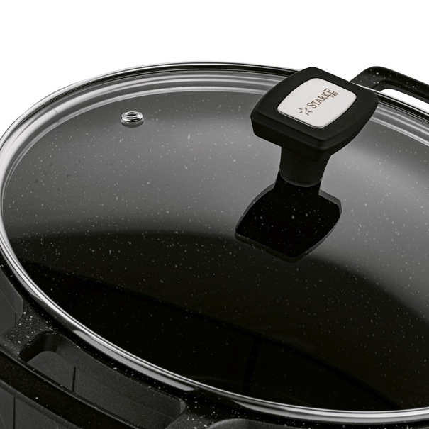 Garnek wysoki na indukcję z powłoką marmurową i pokrywką Starke Pro Crows Marble 6,5 l