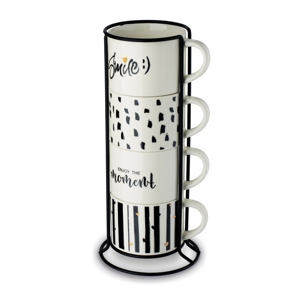 Komplet kubk&oacute;w na stojaku Tadar Decor 300 ml 4 sztuki