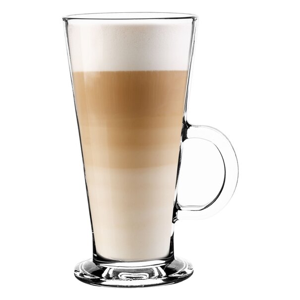 Komplet sześciu szklanek Tadar Caffe Latte 250 ml i 6 łyżeczek koktajlowych