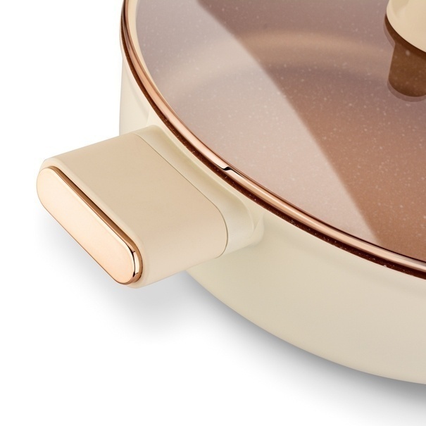 Patelnia głęboka na indukcję z pokrywką Starke Pro Starlet Beige 28 x 8 cm